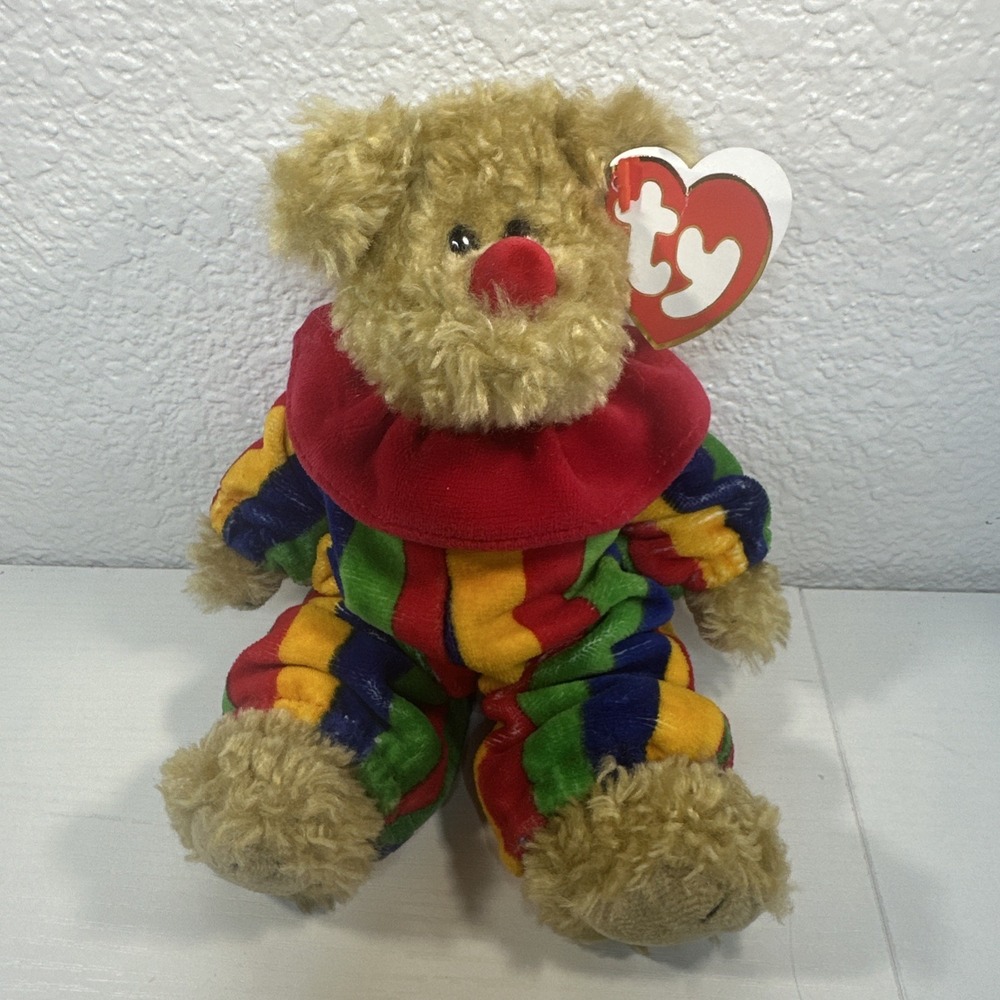 Vintage 1993 Ty Beanie Baby Attic Treasures Piccadilly Circus Clown Bear w/Tag